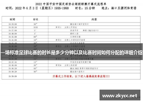 一场标准足球比赛的时长是多少分钟以及比赛时间如何分配的详细介绍