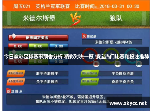 今日竞彩足球赛事预告分析 精彩对决一览 锁定热门比赛和投注推荐