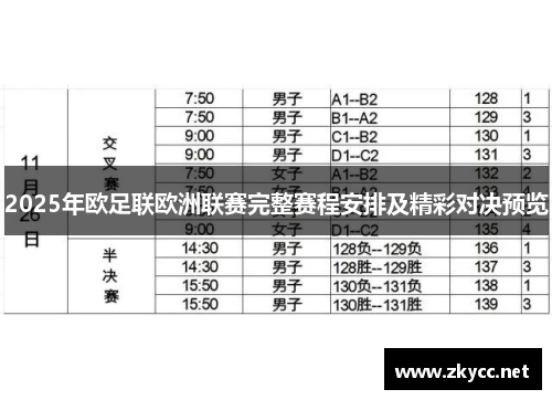 2025年欧足联欧洲联赛完整赛程安排及精彩对决预览