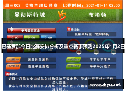 巴塞罗那今日比赛安排分析及重点赛事预测2025年1月2日